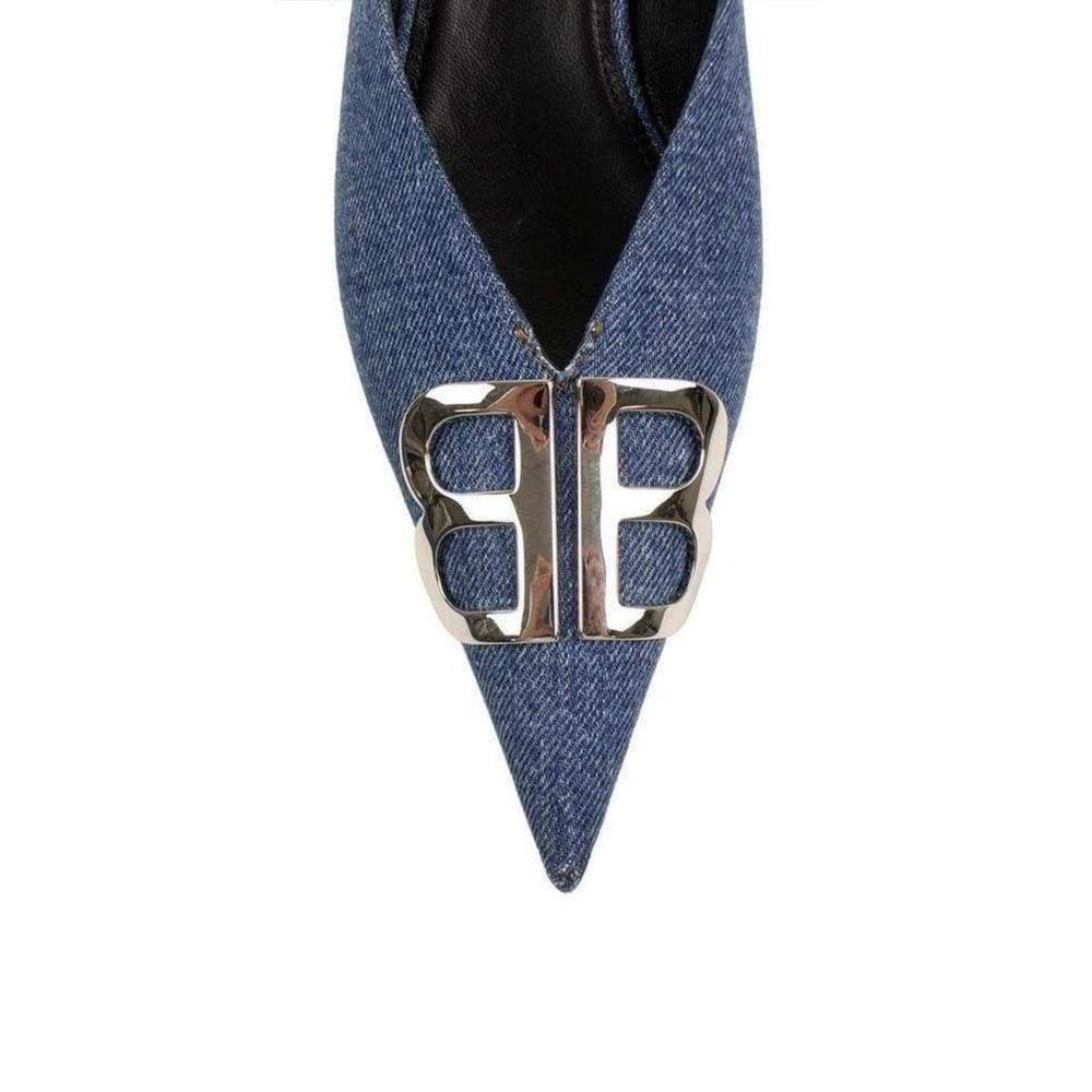 Balenciaga - BB Denim Kitten-Heel Mules - IT 39.5 - Picture 5 of 6